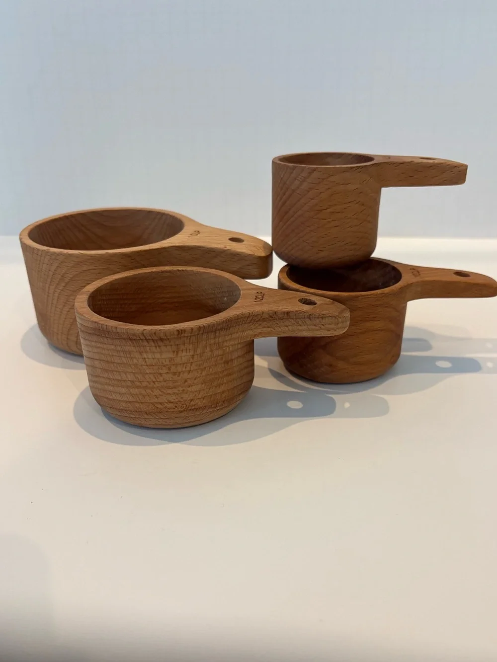 Wood Measuring Cups Set of 4 Nesting Stackable Rustic